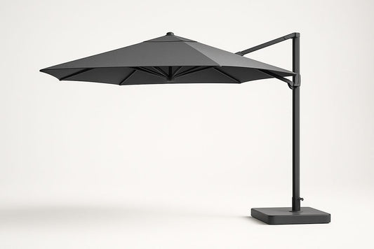 Parasol Droit Rond 300cm Polyester Gris Anthracite Structure Aluminium