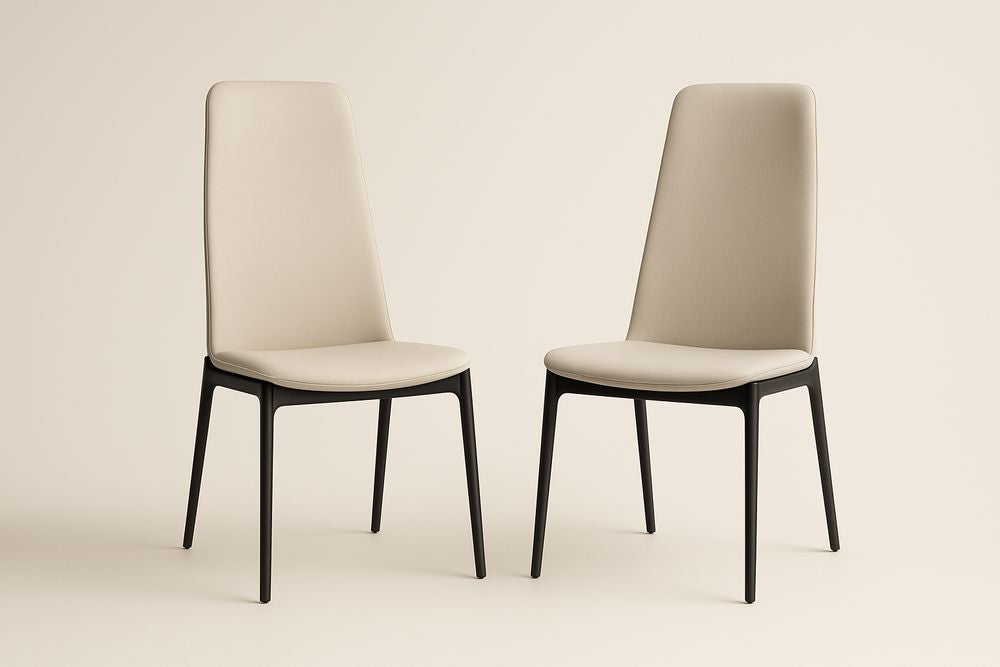 Chaises lot de 2 dossier haut en cuir synthétique cadre métallique noir