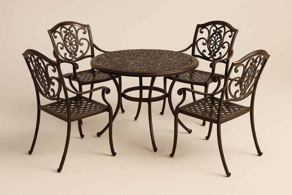 Salon de jardin en métal avec table ronde et chaises