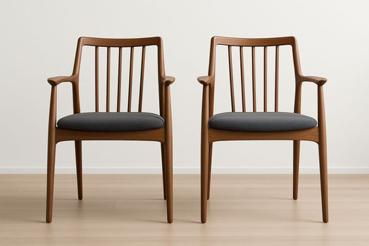 Chaises en bois avec assise en tissu gris Lot de 2