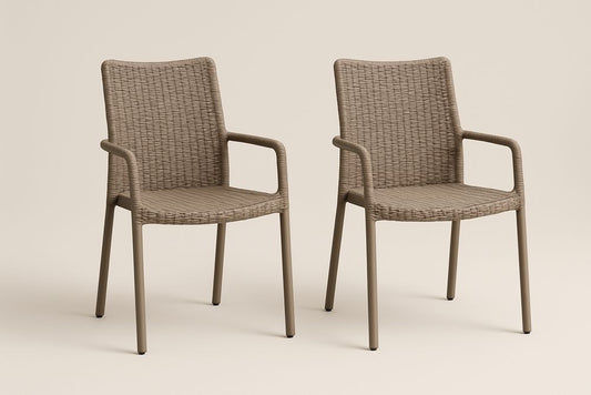 Ensemble de 2 chaises de jardin en rotin synthétique avec structure en aluminium