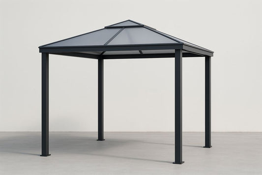 Pavillon extérieur en aluminium et polycarbonate noir 