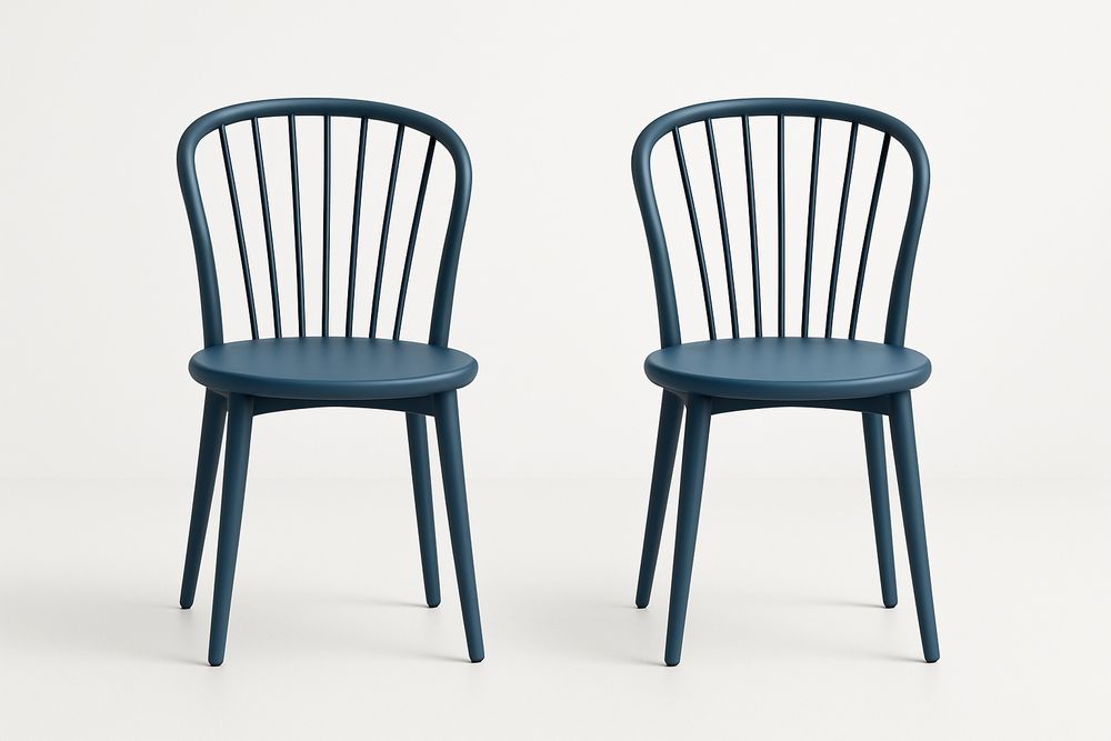 Chaises en plastique bleu ensemble de 2