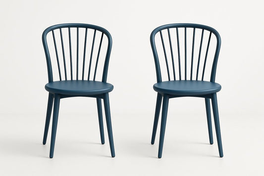 Chaises en plastique bleu ensemble de 2
