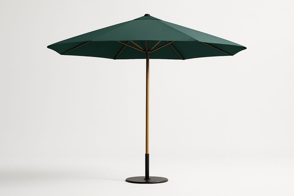 Parasol extérieur en polyester vert diamètre 3m hauteur 2,5m 