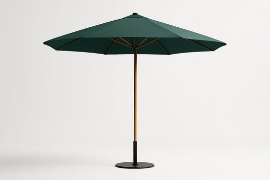 Parasol extérieur en polyester vert diamètre 3m hauteur 2,5m 
