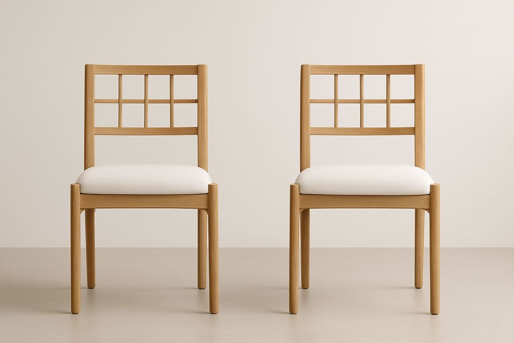 Lot de 2 chaises en bois avec assise blanche rembourrée