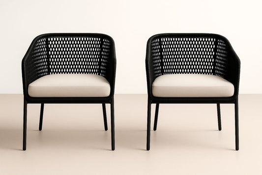 Lot de 2 fauteuils d'extérieur en polypropylène avec coussin en polyester