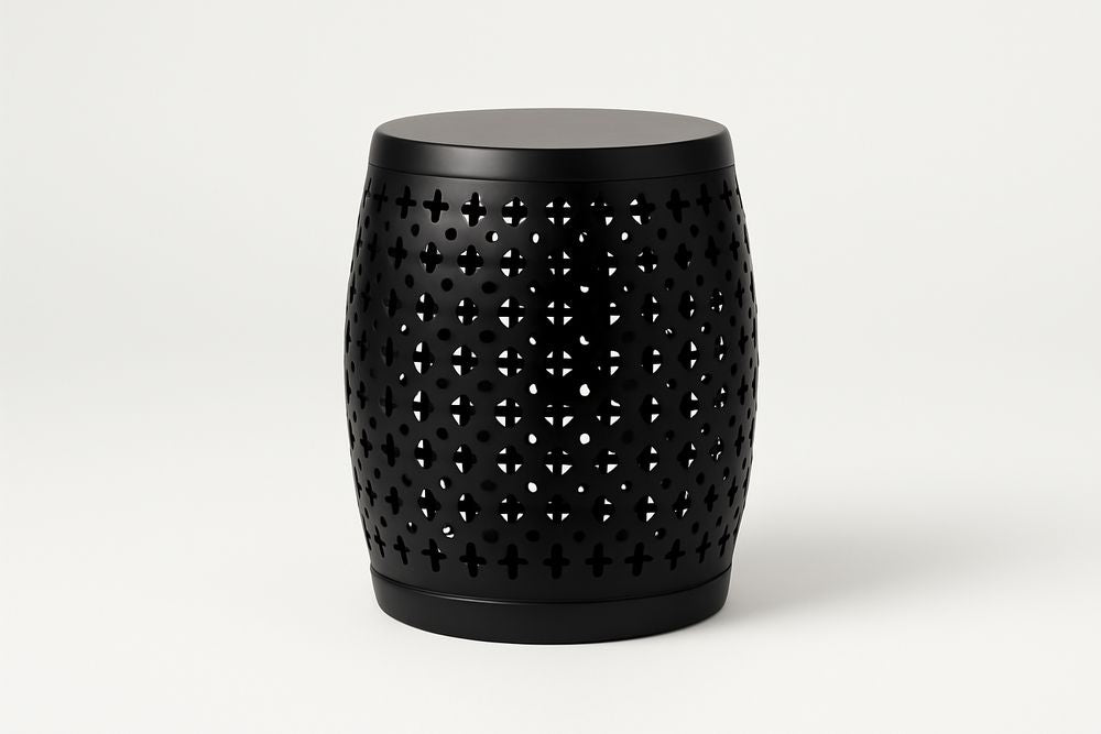 Table d'appoint en métal perforé Noir diamètre 30 cm hauteur 45 cm