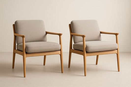 Lot de 2 fauteuils en tissu polyester avec cadre en bois