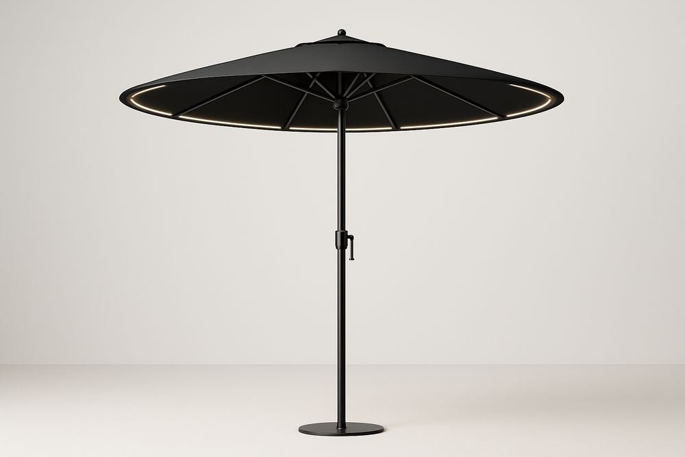 Parasol Rond en Aluminium avec LED 300 cm Noir