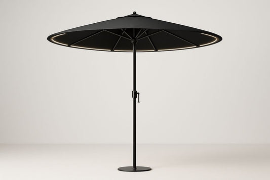 Parasol Rond en Aluminium avec LED 300 cm Noir