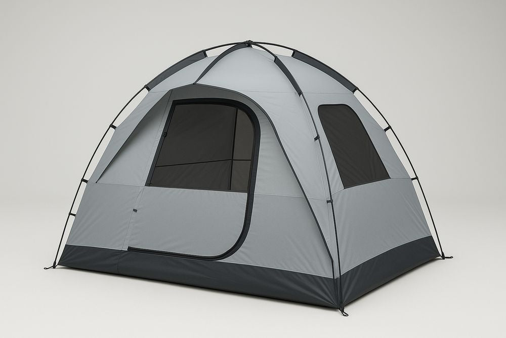 Tente de camping dôme 4 personnes polyester imperméable Gris/Noir