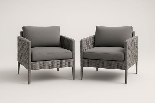 Lot de 2 fauteuils de jardin en résine avec coussins en polyester Gris 