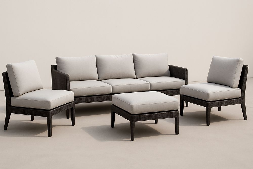 Ensemble de salon de jardin en résine tressée couleur Crème