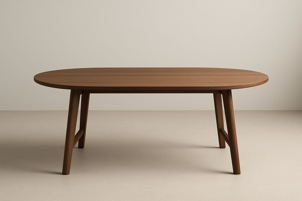 Table à manger ovale en bois massif marron 180 cm