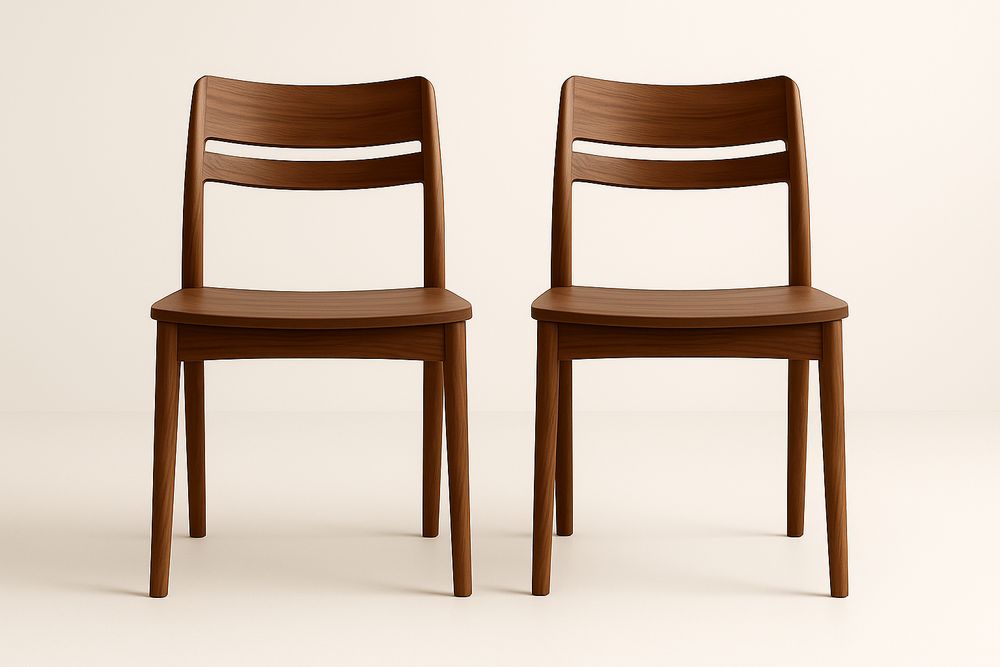 Chaises en bois brun massif ensemble de 2