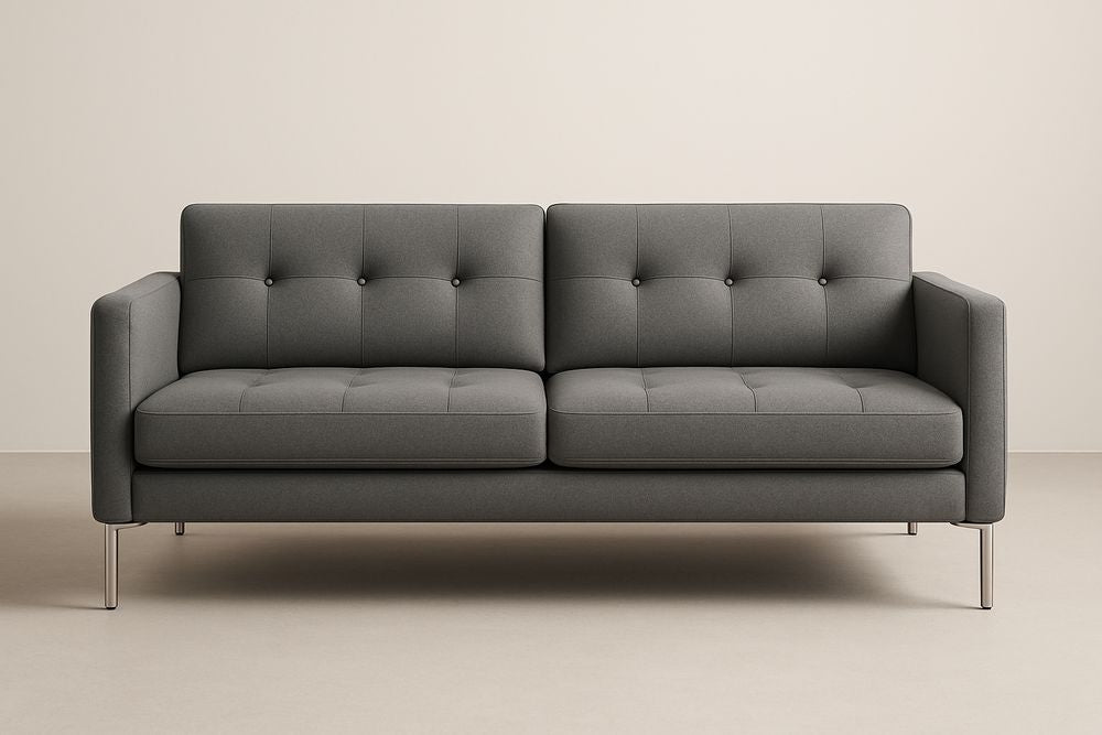 Canapé 2 Places Tissu Métal Gris