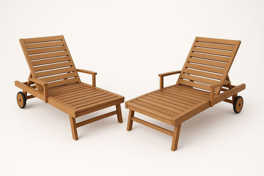 Chaise Longue de Jardin en Bois avec Roues 