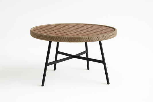 Table ronde en bois et métal avec structure noire 120cm